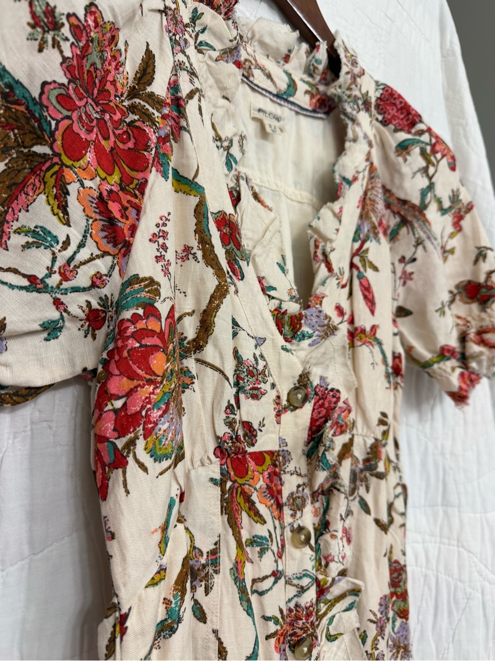 PILCRO Anthropologie Ruffle Collar Button-Down Midi Dress - Picture 5 of 11